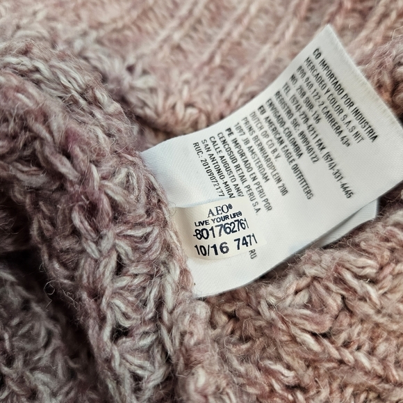 American Eagle Dusty Pink High Roll Neck Textured Sweater Size Medium Women O40 - Picture 7 of 10